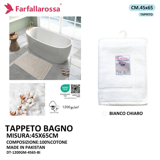 TAPPETO DA BAGNO HOTEL 100% PURO COTONE 45x65CM Certificato Oeko-TEX® in Premium Cotone ART.DT-1200GM-4565