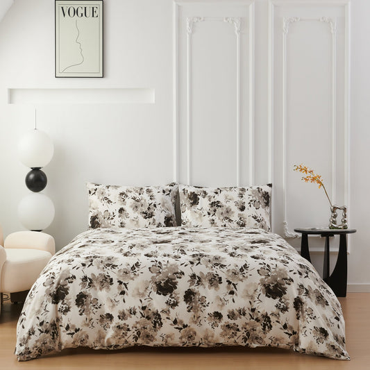 Noir Bloom | Set Copripiumino in Microfibra di Poliestere