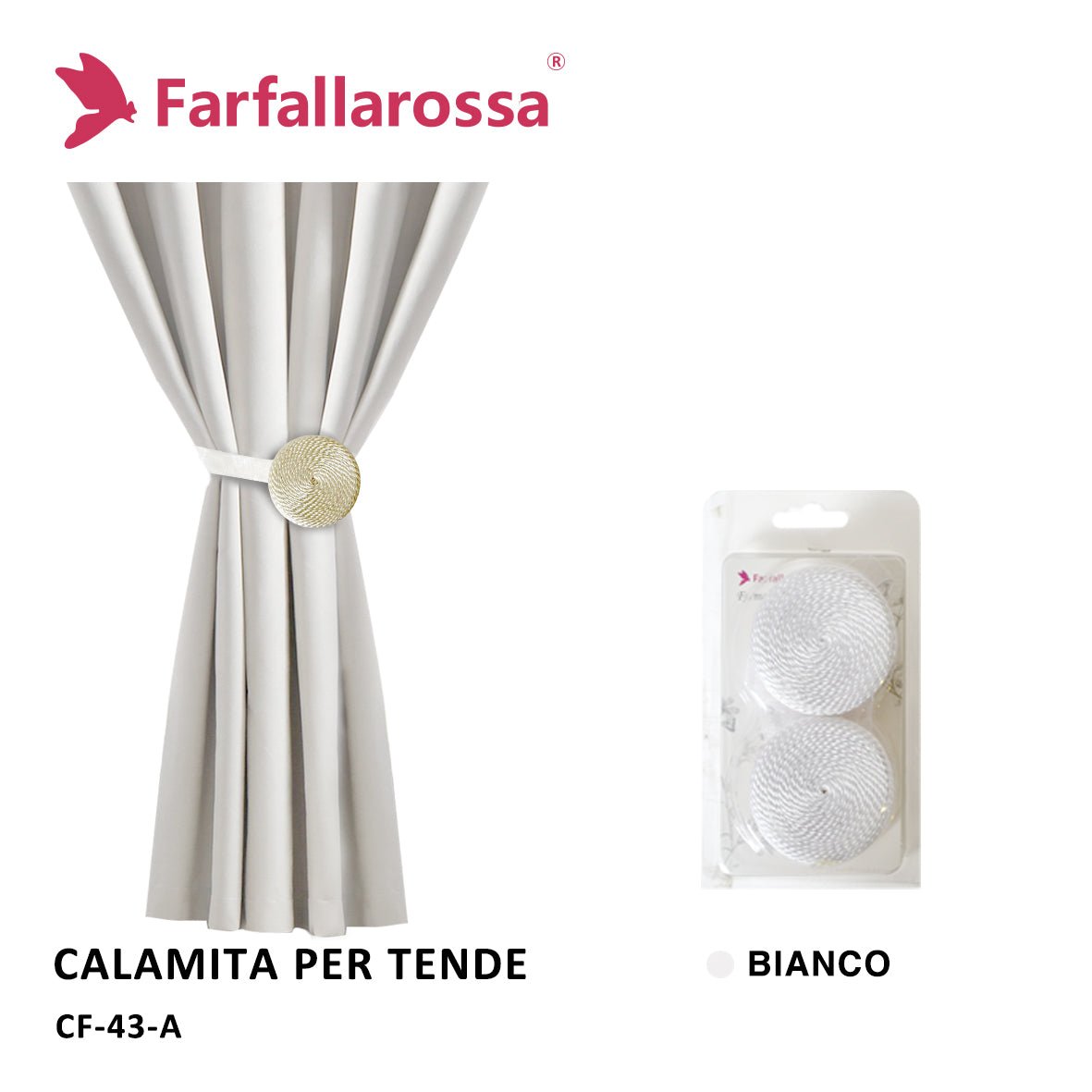 Set 2 Calamite Decorative Per Tende - Fermatenda Magnetico Bianco Perla Made In Italy - Foto 5
