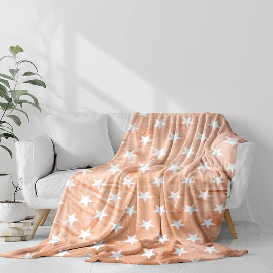 Stelle Beige | Plaid Flanella Stampata Morbida 240GSM