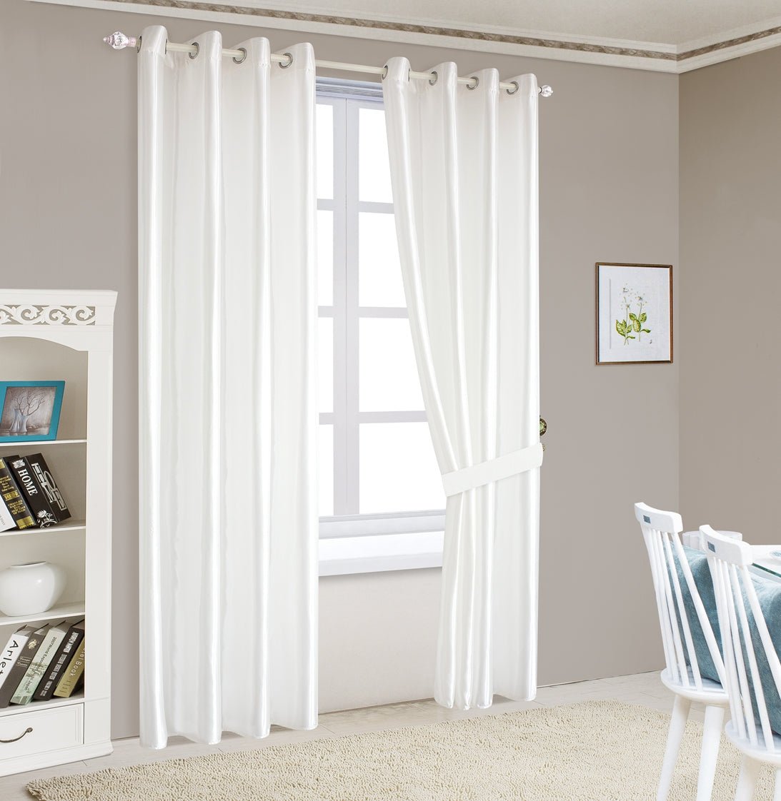 HongYa Stores - Tenda in voile trasparente, con nastro di raso, 120 x 300 cm, colore: Bianco HongYa Stores - Tenda in voile trasparente, con nastro di raso, 120 x 300 cm, colore: Bianco