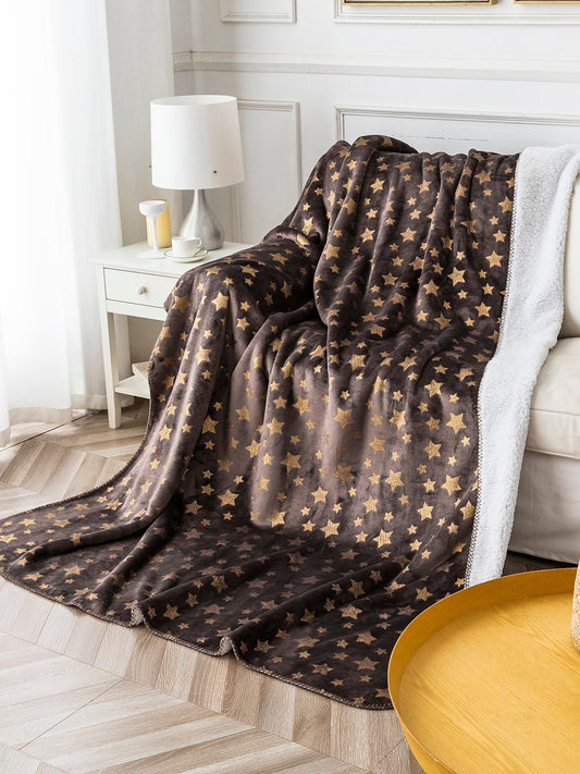 Warm | Coperta Sherpa a Doppia Strato con Dettagli dorati 440GSM