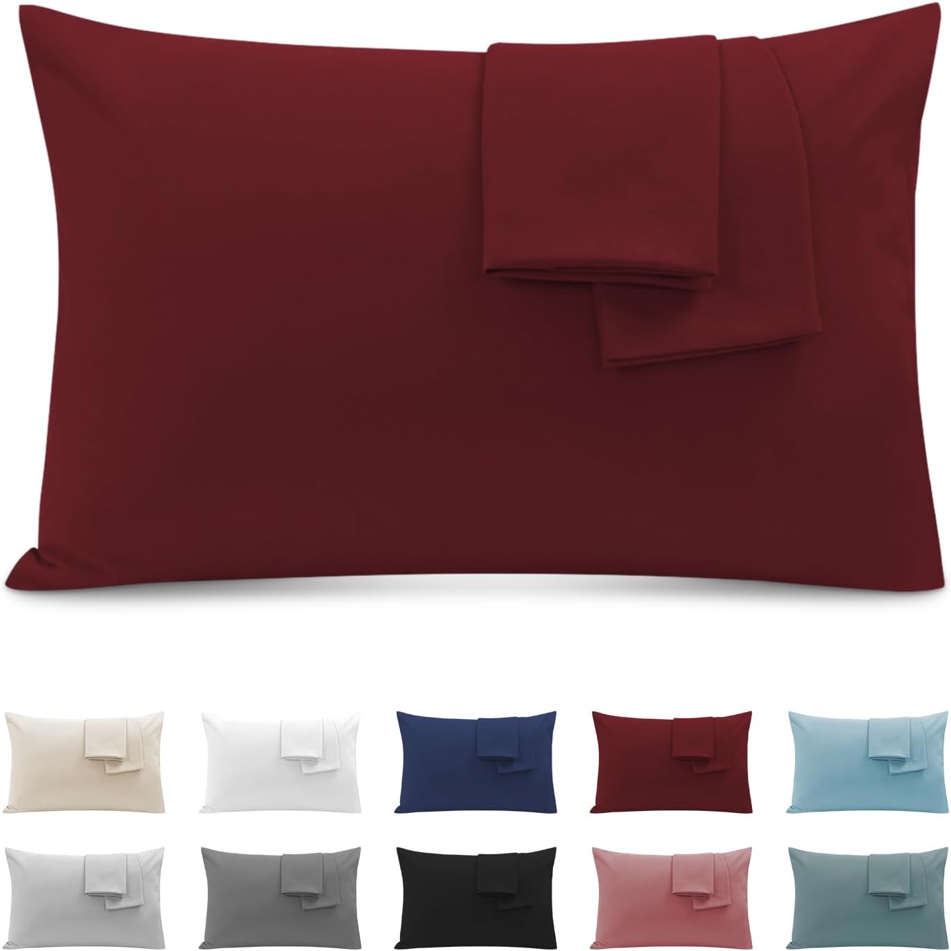 Pamposh Federe Per Cuscino 40x40 - Confezione Da 2 - Morbida Microfibra Spazzolata Premium - Chiusura A Busta - Colore Blu - Ipoallergeniche